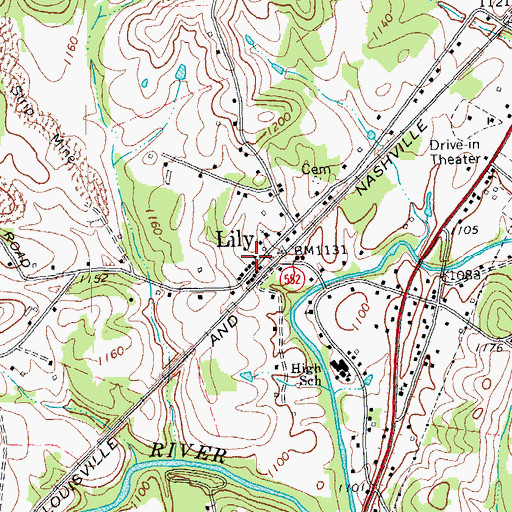 Topographic Map of Lily Volunteer Fire Department Station 1, KY