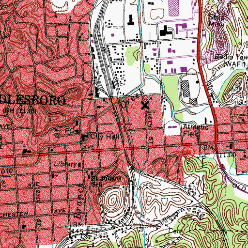 Topographic Map of Bell County Rescue Squad, KY