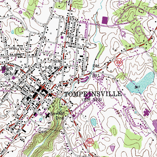 Topographic Map of Tompkinsville Volunteer Fire Department, KY
