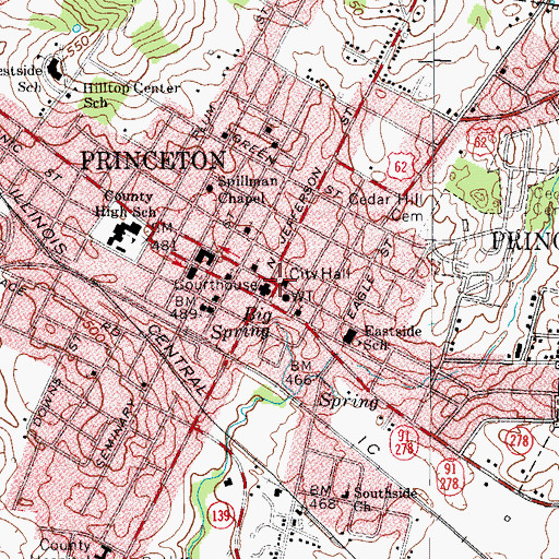 Topographic Map of Princeton Fire Department, KY