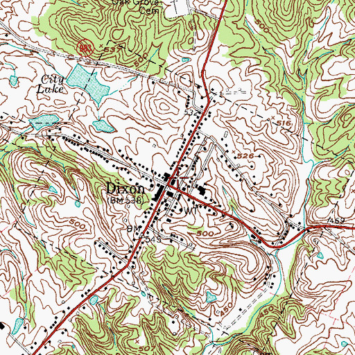 Topographic Map of Dixon Fire Department, KY