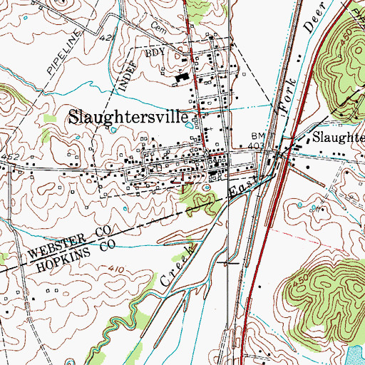 Topographic Map of Slaughters Fire Department, KY