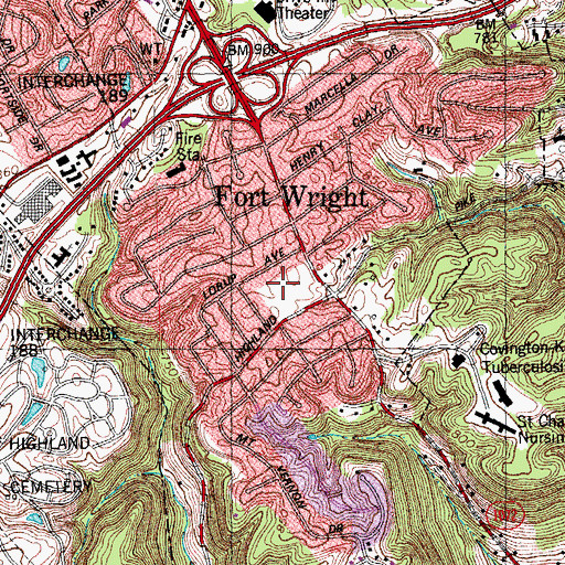Topographic Map of Fort Wright Fire Department, KY