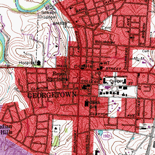 Topographic Map of Georgetown Fire and Rescue Station 1, KY