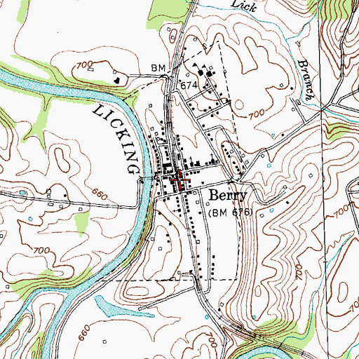 Topographic Map of Berry Fire Department, KY
