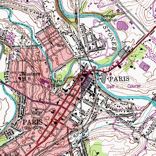 Topographic Map of Paris Fire Department Station 1, KY