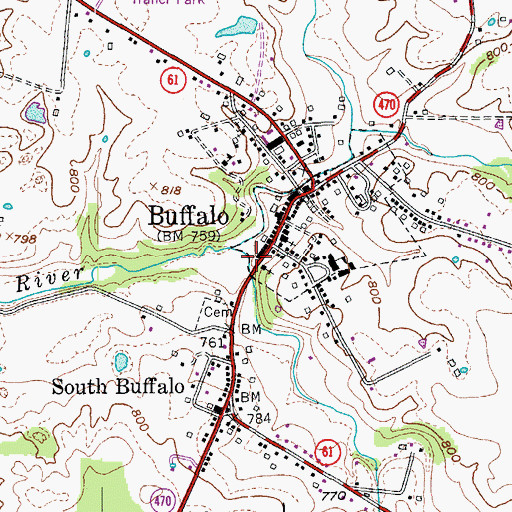 Topographic Map of Buffalo Fire Department, KY
