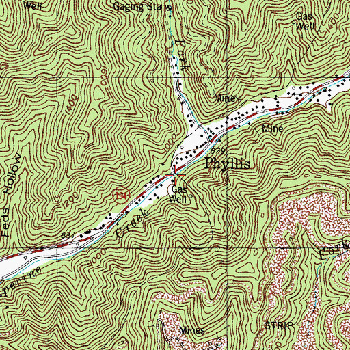 Topographic Map of Grapevine Volunteer Fire Department, KY