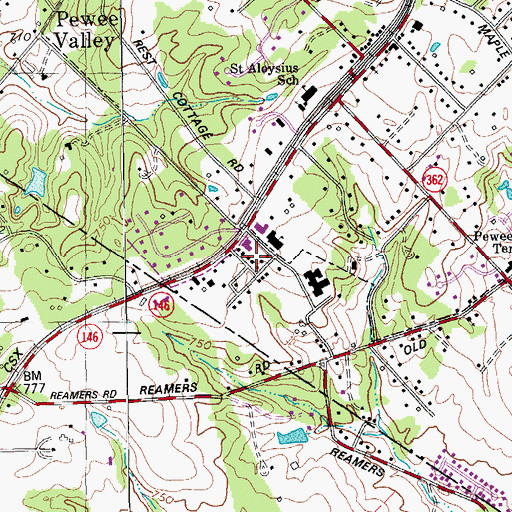 Topographic Map of Pewee Valley Fire Department, KY