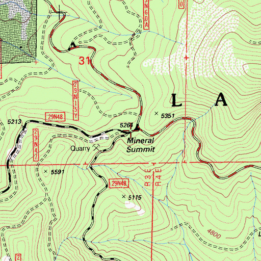 Topographic Map of Mineral Summit, CA