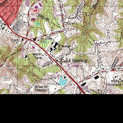 Topographic Map of Cold Spring - Crestview Volunteer Fire Department, KY