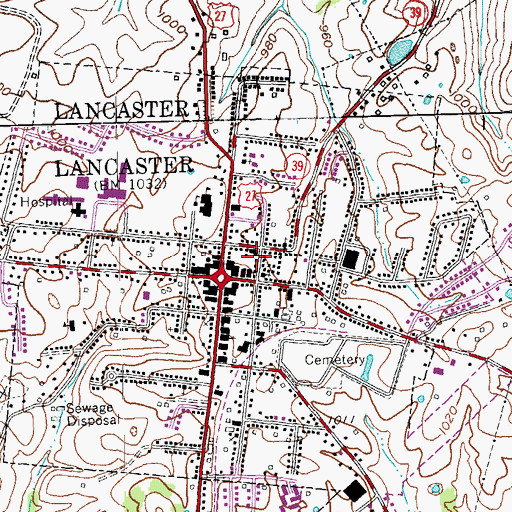 Topographic Map of Lancaster Fire Department, KY