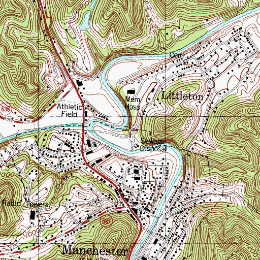 Topographic Map of Manchester Fire Department, KY
