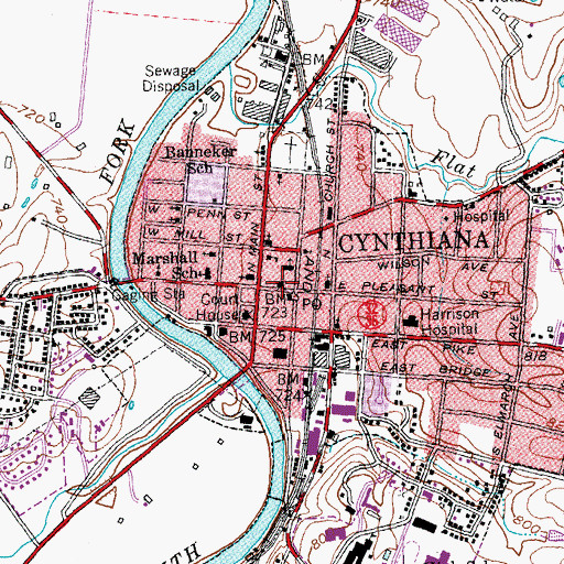 Topographic Map of Cynthiana Fire Department, KY