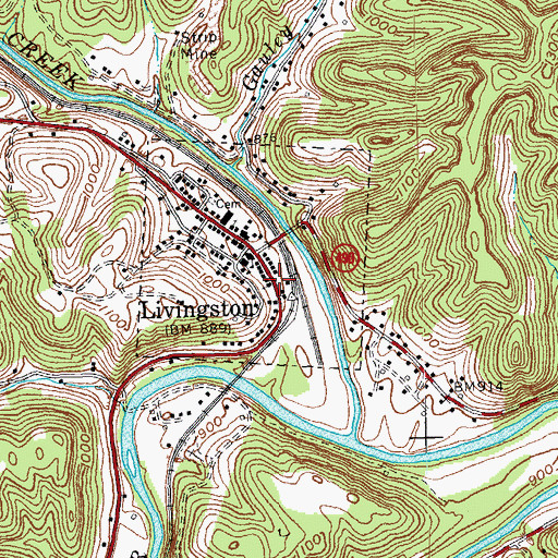 Topographic Map of Livingston Fire and Rescue Department City Station, KY