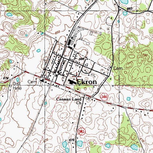 Topographic Map of Ekron Fire Department, KY