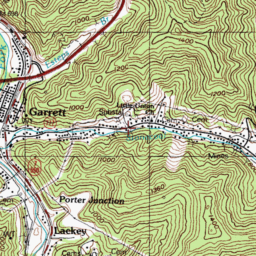 Topographic Map of Garrett Volunteer Fire Department, KY