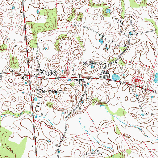Topographic Map of Smiths Grove Fire Department 3 Forks, KY