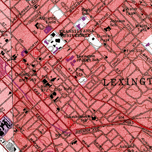 Topographic Map of Lexington Fire Department Station 1 Headquarters, KY