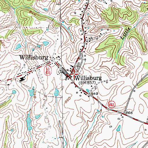 Topographic Map of Willisburg Fire Department, KY