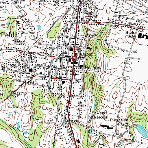 Topographic Map of Leitchfield Fire Department, KY