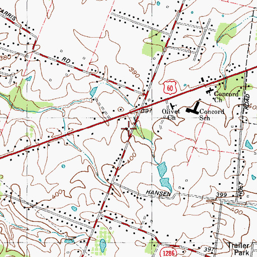 Topographic Map of Concord Fire Department Station 1, KY