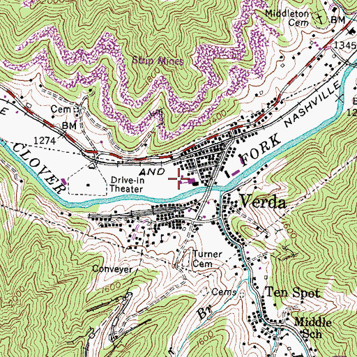 Topographic Map of Lower Cloverfork Fire Department, KY