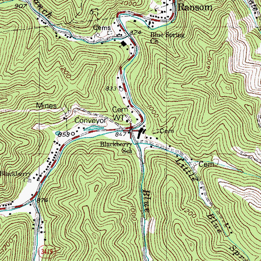 Topographic Map of Blackberry Volunteer Fire Department, KY
