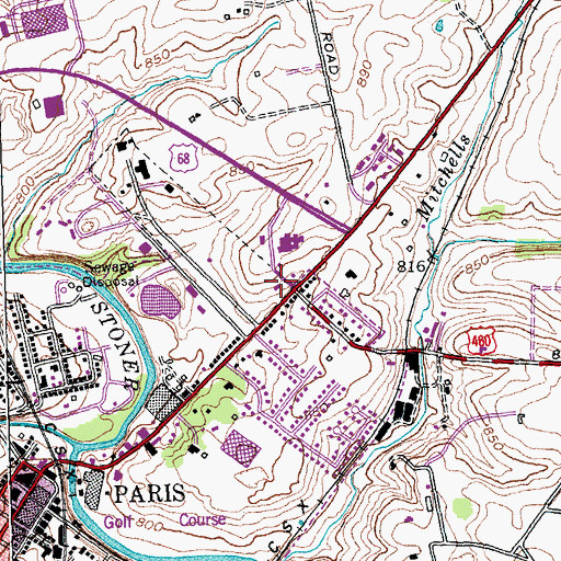 Topographic Map of Bourbon County Fire Rescue, KY
