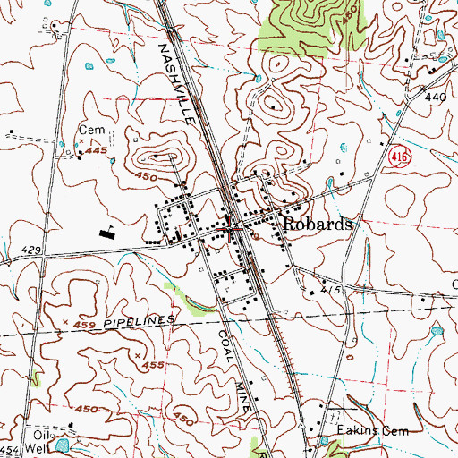 Topographic Map of Robards Fire Department, KY