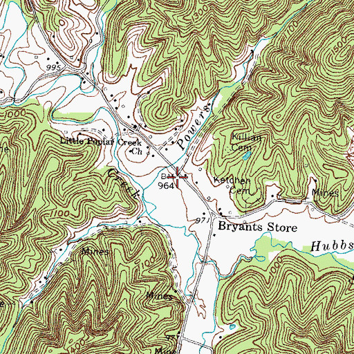 Topographic Map of Little Poplar Creek Fire Department, KY