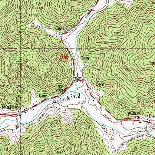 Topographic Map of Stinking Creek Fire Department, KY