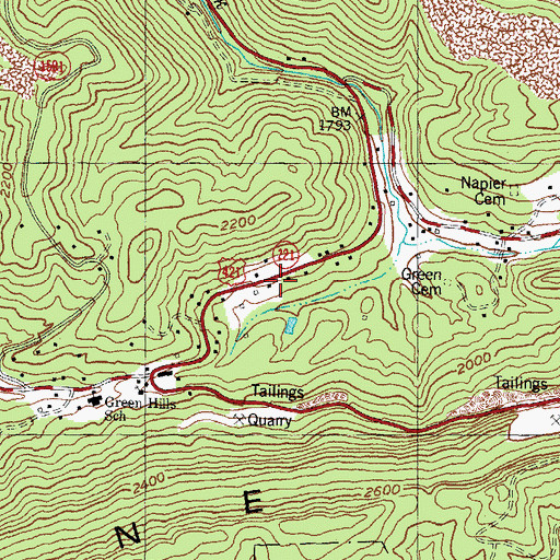 Topographic Map of Bledsoe Volunteer Fire Department Station 1, KY
