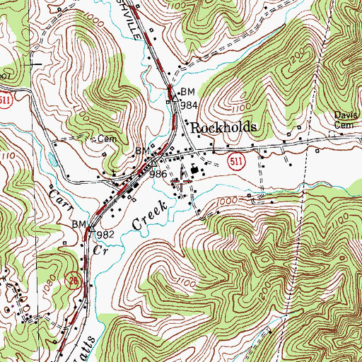 Topographic Map of Rockholds Fire Department, KY