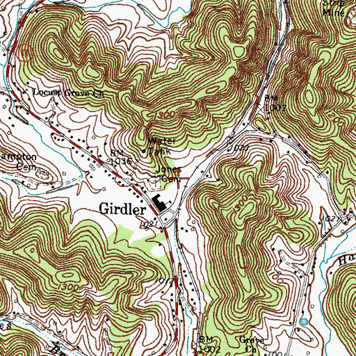 Topographic Map of Richland Fire Department, KY