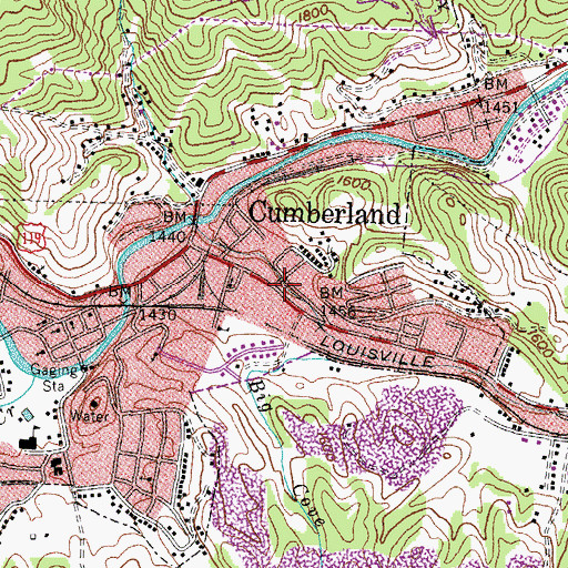 Topographic Map of Cumberland Fire Department Station 3, KY