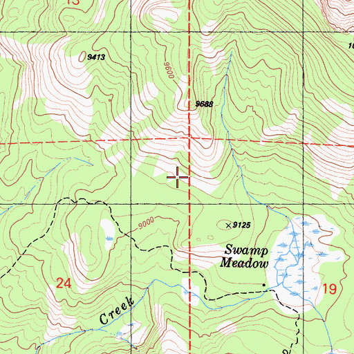 Topographic Map of Miningtown Meadow, CA