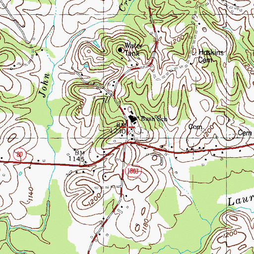 Topographic Map of Bush Fire Department Station 1, KY