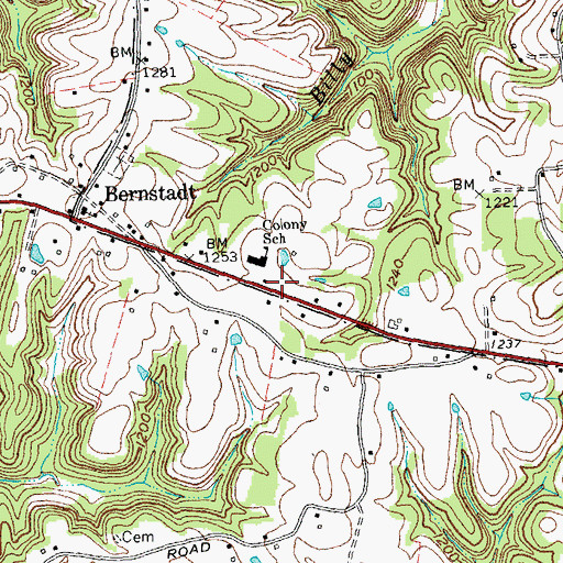 Topographic Map of Swiss Colony Volunteer Fire Department, KY