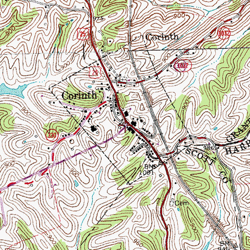 Topographic Map of Corinth Volunteer Fire Department, KY