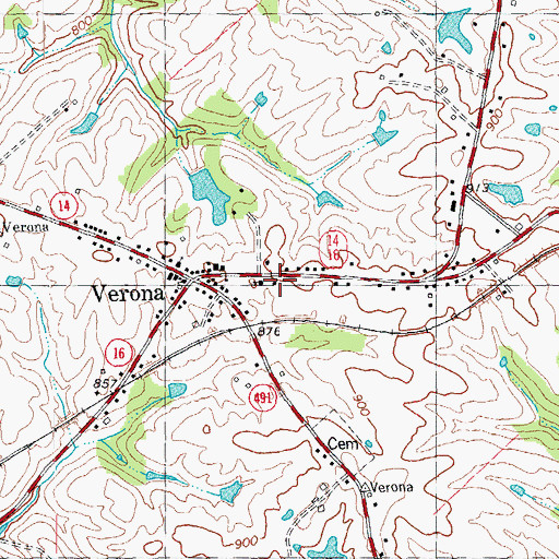 Topographic Map of Verona Fire Protection District, KY