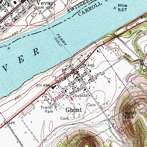 Topographic Map of Ghent Fire Department Station 1, KY