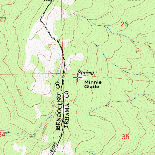 Topographic Map of Minnie Glade, CA