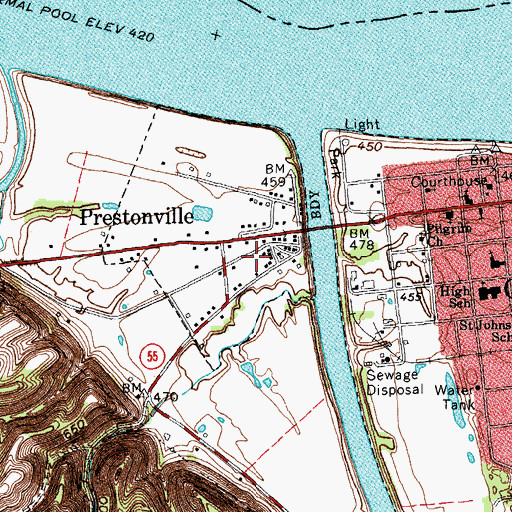 Topographic Map of Westside Volunteer Fire Department, KY