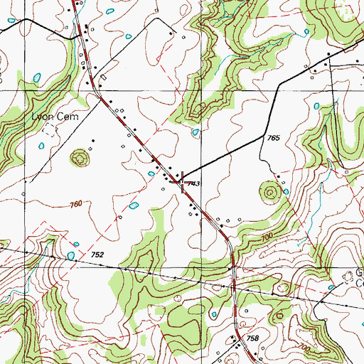 Topographic Map of Custer Fire Department, KY