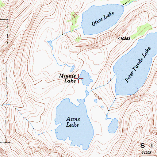 Topographic Map of Minnie Lake, CA