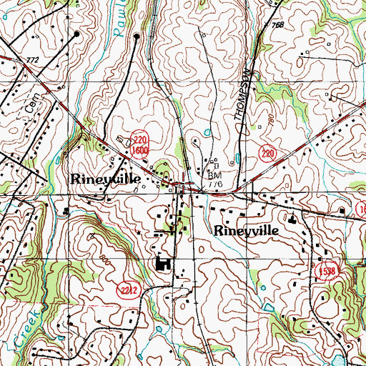 Topographic Map of Rineyville Fire Department, KY