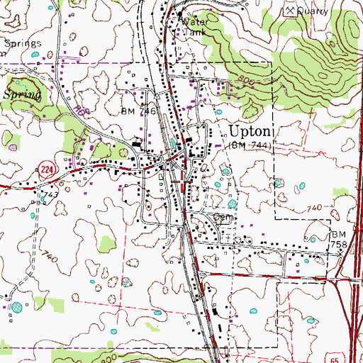 Topographic Map of Upton Fire Department, KY