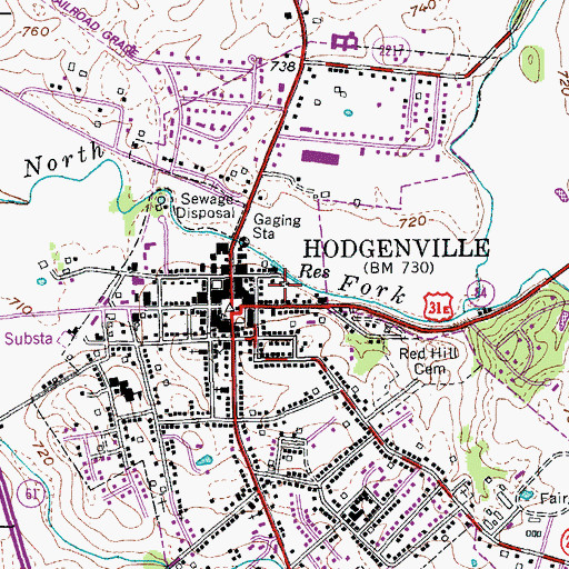 Topographic Map of Hodgenville Fire Department, KY