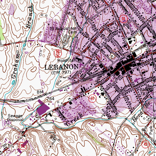 Topographic Map of Marion County Fire Department, KY